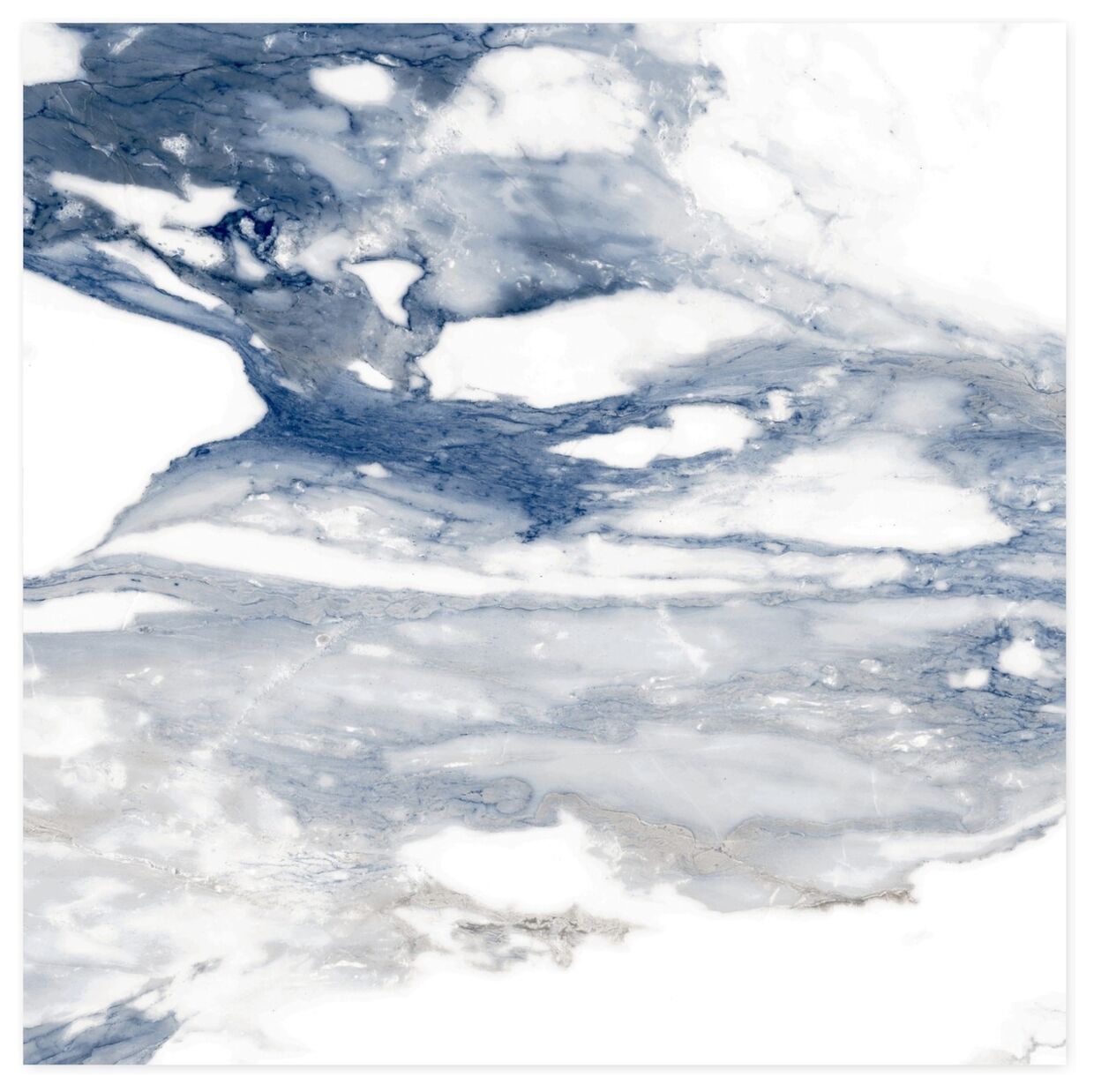 Gres Crash Blue 60x60 o matowej powierzchni z białym tłem i niebieskimi żyłkami