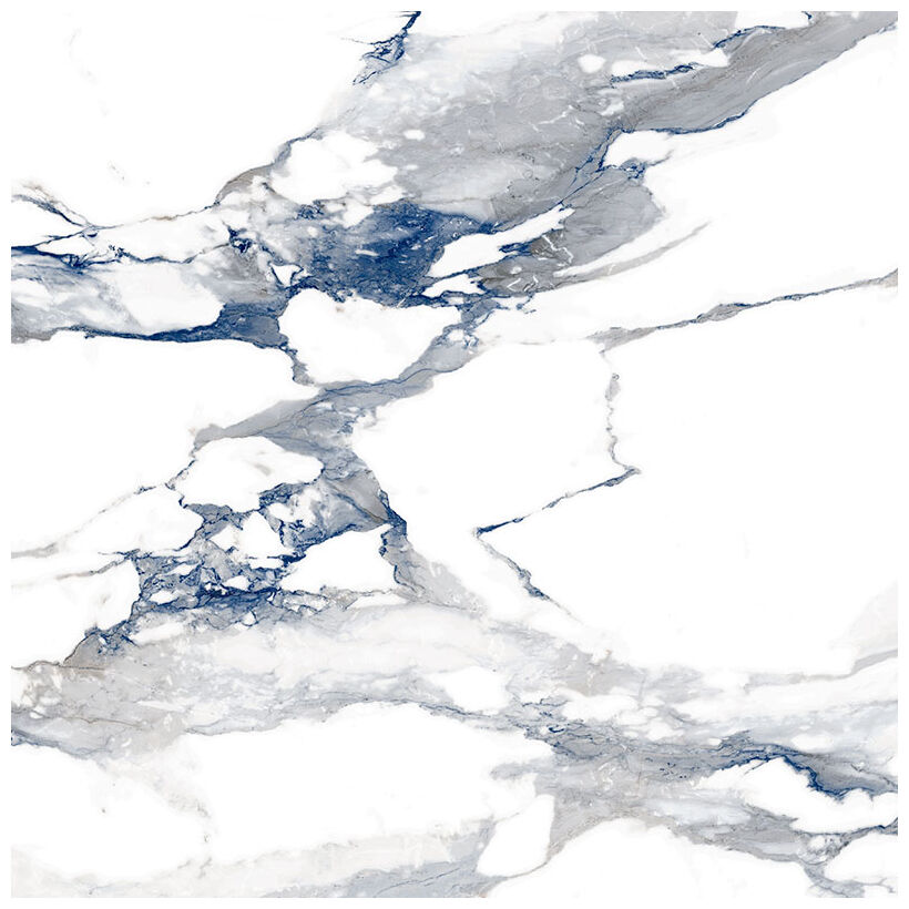 Gres Crash Blue 60x60 o matowej powierzchni z białym tłem i niebieskimi żyłkami - zdjęcie nr: 2