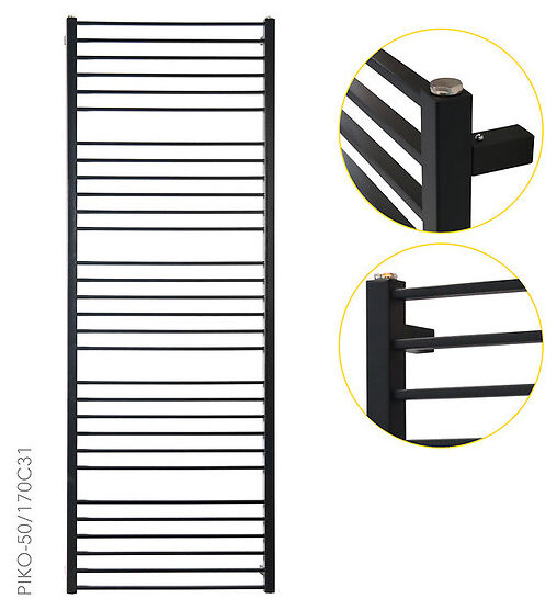 instal-projekt piko pik-60/70 grzejnik łazienkowy 729/630 c31 - black mat (basic) 