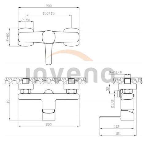 invena glamour bateria natryskowa czarna (bn-02-004-v) - zdjęcie nr: 2
