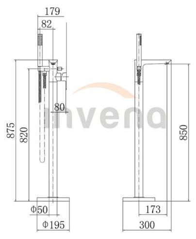 invena glamour bateria wannowa wolnostojąca chrom (bw-02-w01-v) 