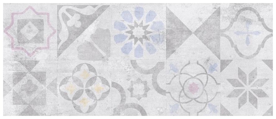 Matowa płytka Cementino Fortezza dekor 25x60 z geometrycznym wzorem w szarej kolorystyce