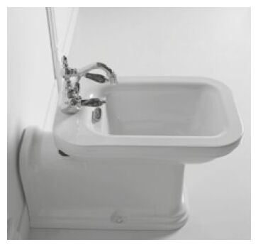 kerasan waldorf biały bidet stojący z pierścieniem odpływu w kolorze chromu (4120k1) 65x37 