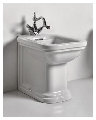 kerasan waldorf biały bidet stojący z pierścieniem odpływu w kolorze chromu (4121k1) 55x37 