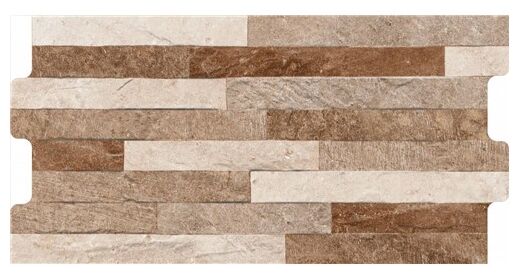 Matowy gres Rock Cuero 23x46 w odcieniach brązu i beżu z wyraźną strukturalną fakturą