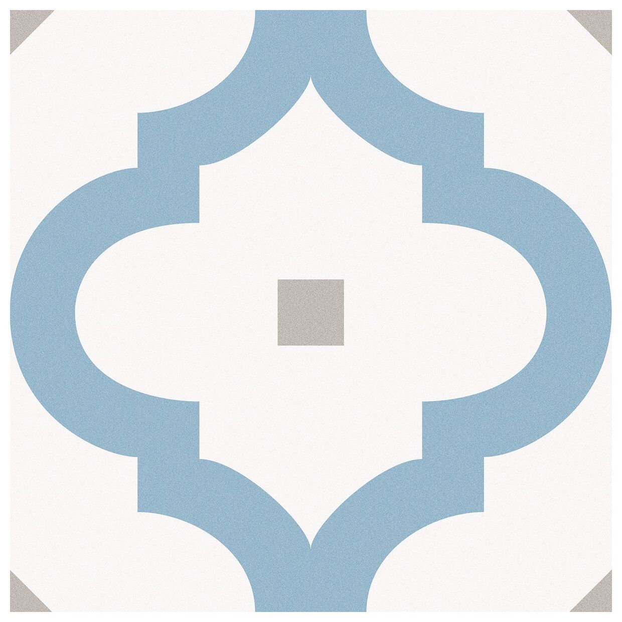 Matowy gres Barcelona Greco 25x25 z geometrycznym wzorem i niebieskimi akcentami