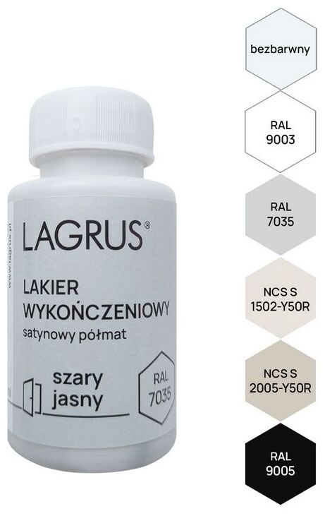 Butelka z lakierem wykończeniowym RAL 9003 o satynowym półmacie marki Lagrus