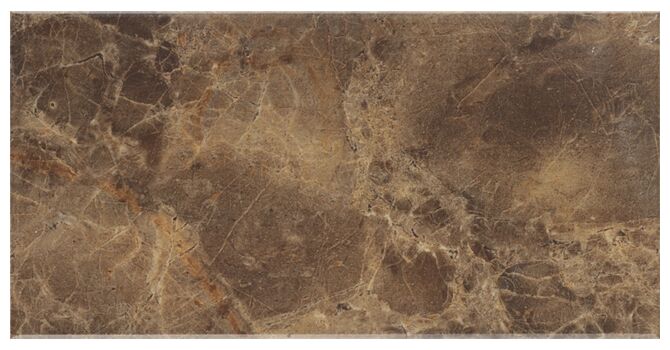 Brązowa płytka ścienna Petra Emperador 15x30 z połyskiem oraz naturalnym wzorem żyłek i przebarwień