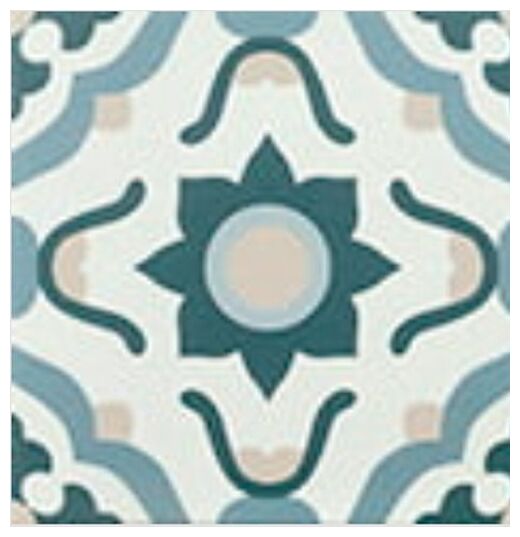Infusion Nazare gres 20x20 z ornamentem w odcieniach niebieskiego i beżu na kremowym tle