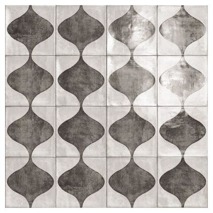 Mała błyszcząca płytka Albaicin dekor 15x15 z geometrycznym wzorem i strukturalna faktura