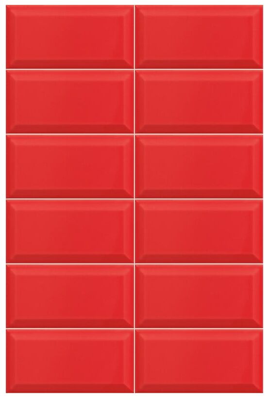 Czerwona błyszcząca płytka ścienna Bissel Rubi 10x20 cm z delikatną strukturą