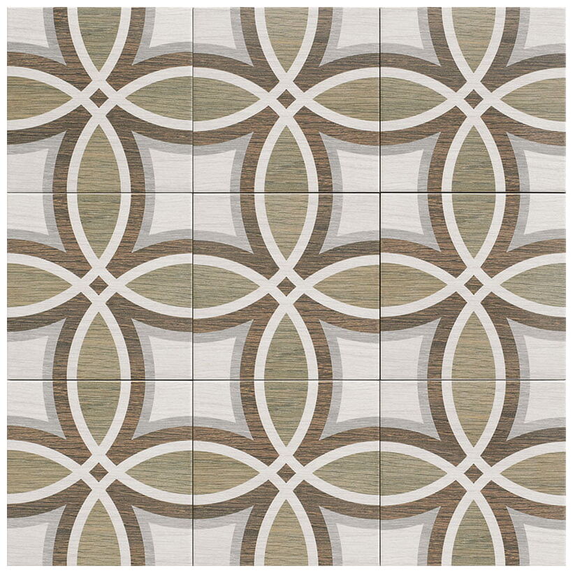 Mała płytka dekoracyjna Urbino dekor 20x20 z geometrycznym wzorem w odcieniach brązu i szarości