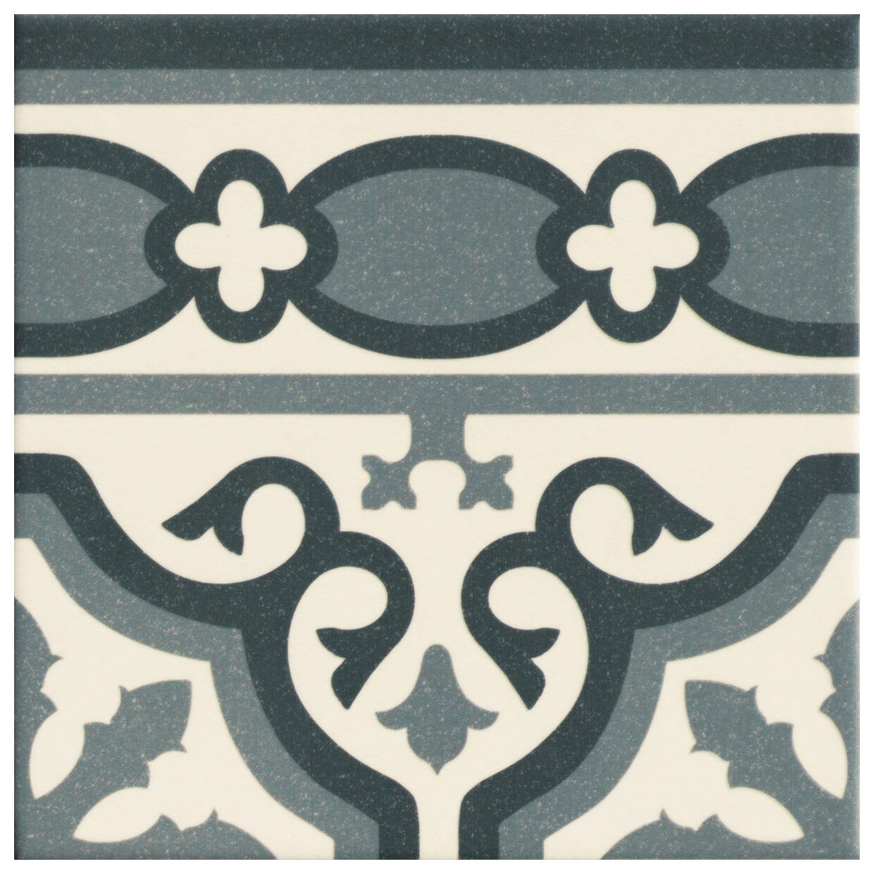 Mała satynowa płytka Florentine Blue Cenefa 20x20 z geometrycznymi wzorami w odcieniach niebieskich