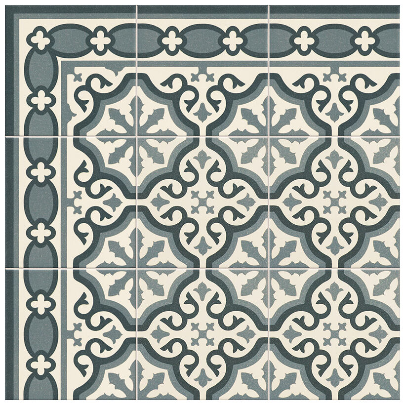 Mała płytka Florentine Blue Esquina 20x20 z geometrycznym wzorem w niebieskim i beżu - zdjęcie nr: 2