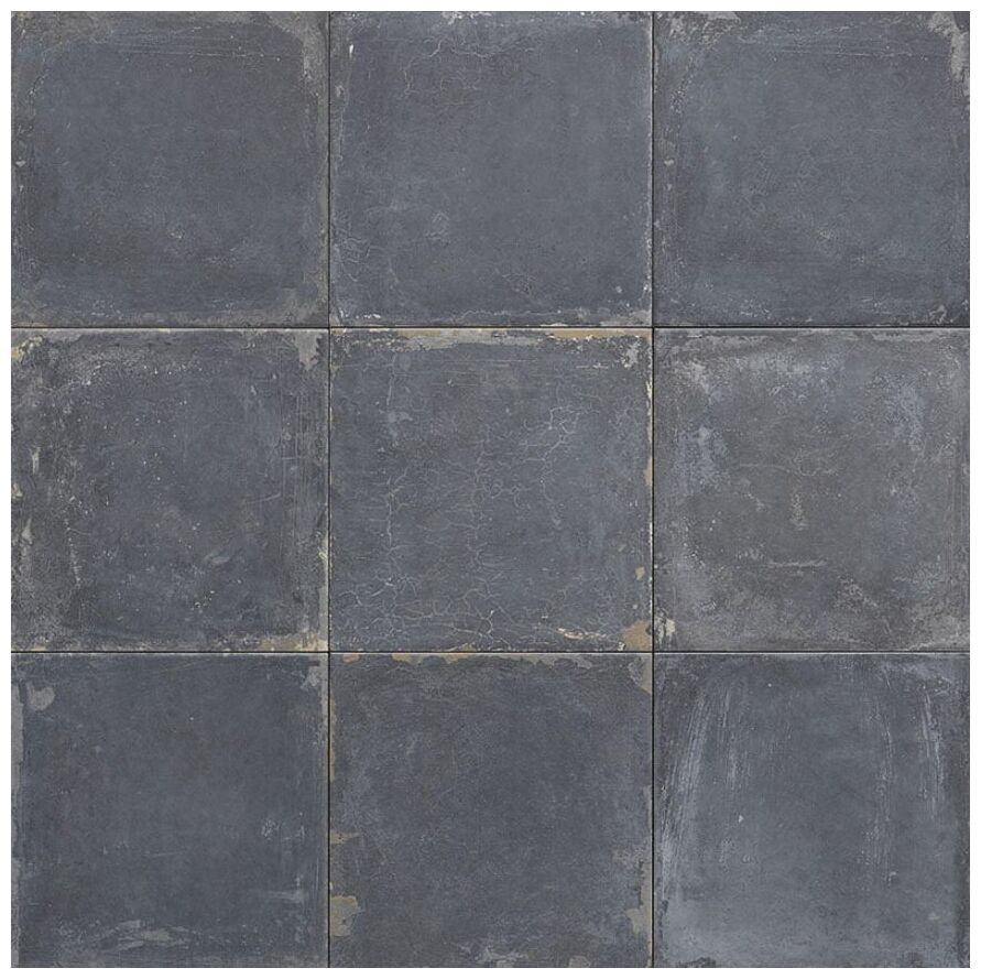 Maly gres matowy Scudo Azurro 20x20 cm w odcieniu grafitowo-szarym z nierowna i surowa powierzchnia