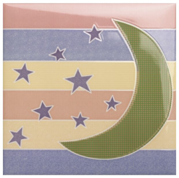 Kolorowy patchwork na płytce Kids Lignes dekor 20x20 z sercem i gwiazdkami na pastelowym tle - zdjęcie nr: 3