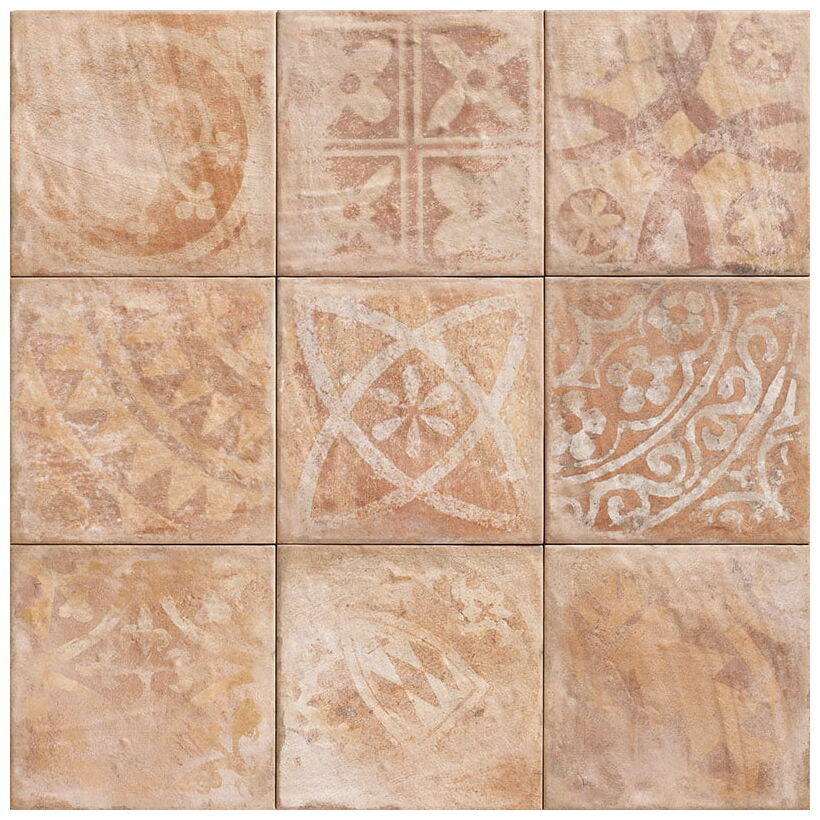 Patchworkowa płytka Forli Teano dekor podłogowy 20x20 w ciepłych odcieniach beżu i matowym wykończeniu