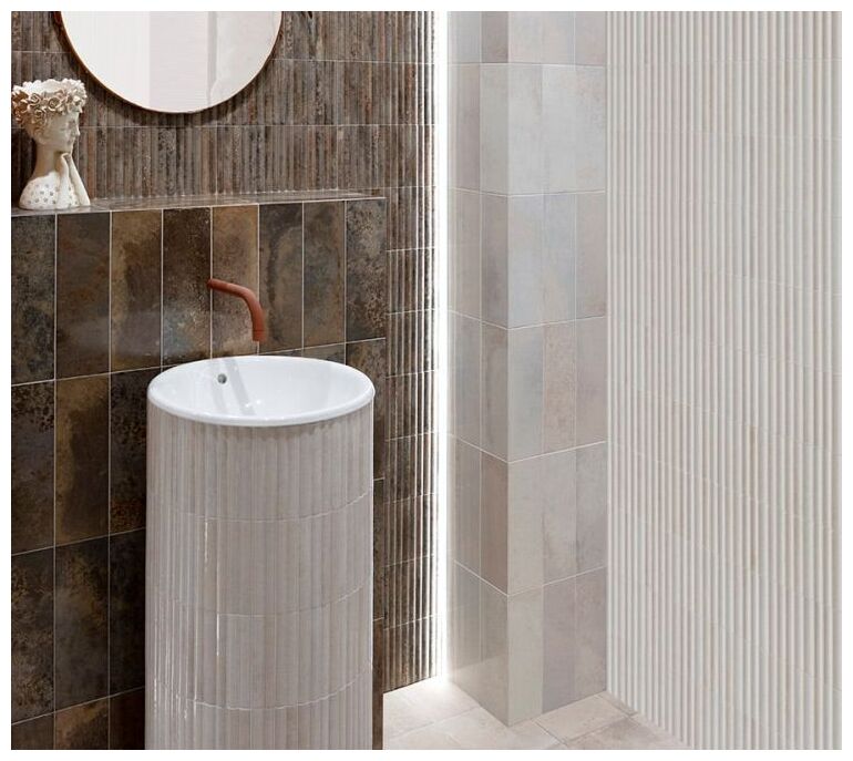 Szara glazura Lugano Caramel 15x30 z efektem 3D i błyszczącą strukturą pasków - zdjęcie nr: 4