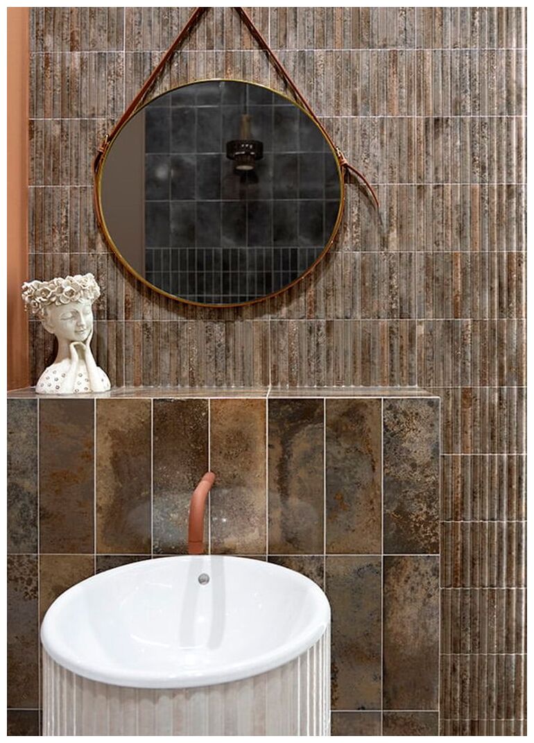 Szara glazura Lugano Caramel 15x30 z efektem 3D i błyszczącą strukturą pasków - zdjęcie nr: 5