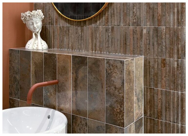 Szara glazura Lugano Caramel 15x30 z efektem 3D i błyszczącą strukturą pasków - zdjęcie nr: 6