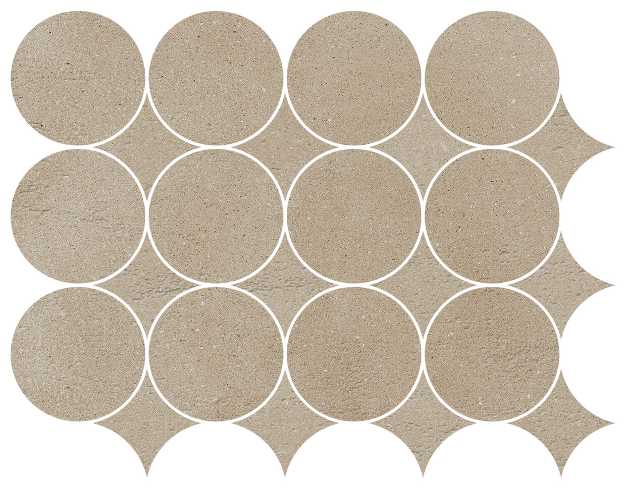 Marazzi Slow Sabbia Mosaico Circolare MP2X 32.1x41.6 - mozaika betonopodobna do salonu i przedpokoju