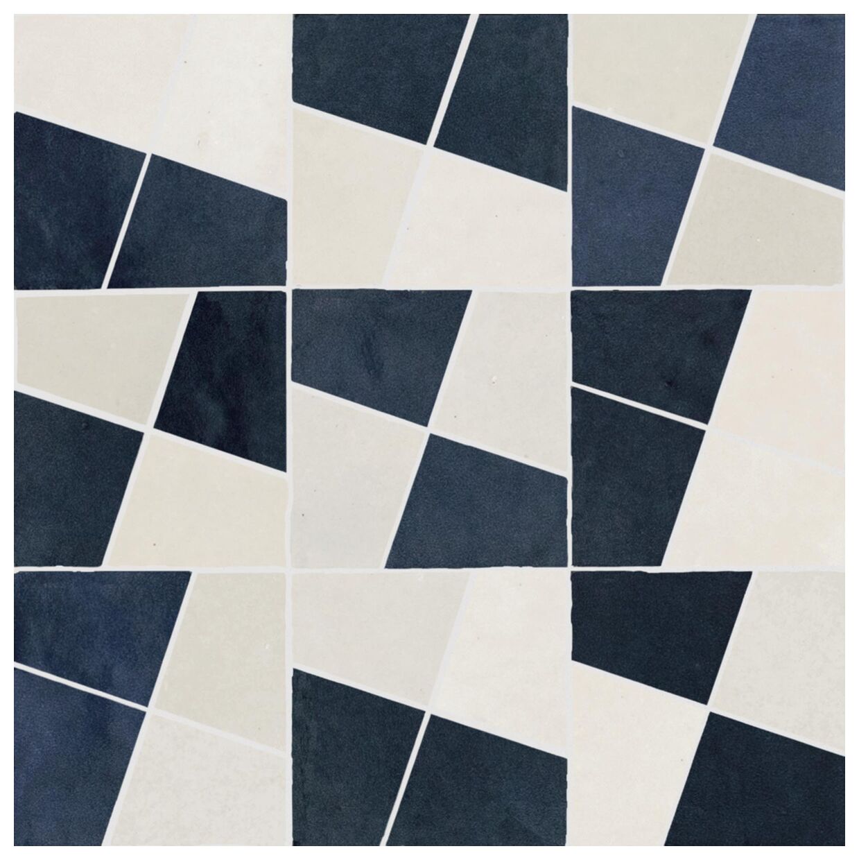 Duża mozaika włoska Zellige Gesso/China LUX M8WG 30x30 z błyszczącą granatowo-białą powierzchnią