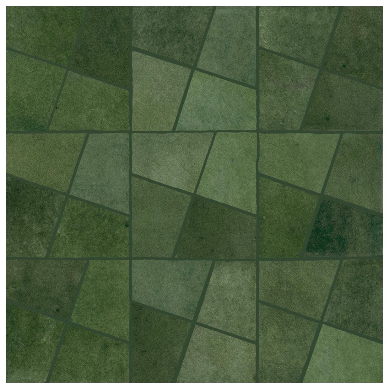 Mozaika Zellige Bosco LUX M8WF w odcieniach zieleni z geometrycznym wzorem i błyszczącą glazurą