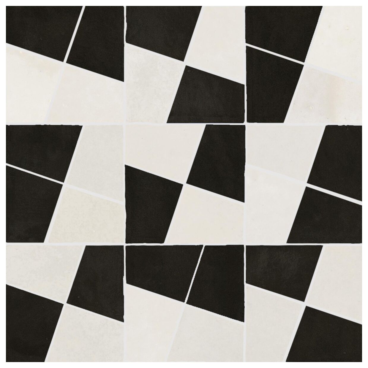 Zellige Gesso/Carbone LUX M8WH mozaika z geometrycznym wzorem w czerni i bieli 30x30 cm