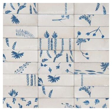 Marazzi Rice Natural Decoro Leaf LUX M96U 5x15 - mała błyszcząca płytka dekoracyjna włoska