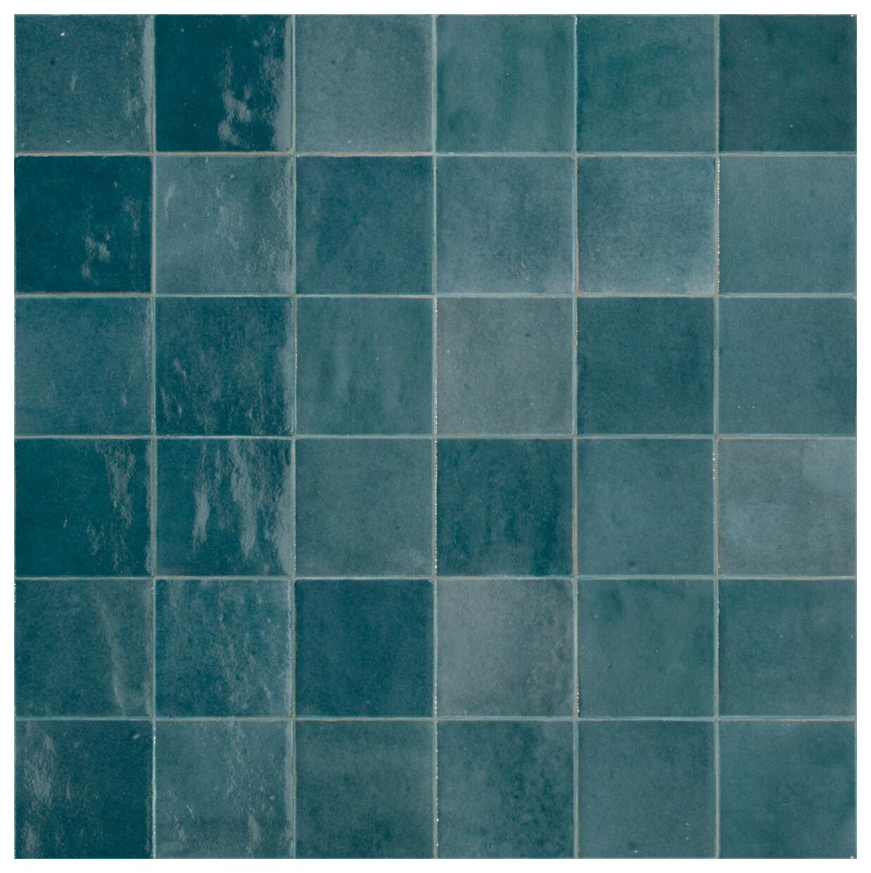 Zellige Petrolio LUX M5P6 płytka ścienna o wymiarze 10x10 w odcieniu petrolio z błyszcząca powierzchnia