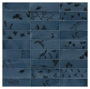 Marazzi Rice BLU Decoro Leaf LUX M96W 5x15 - mała płytka dekoracyjna włoska do łazienki i kuchni