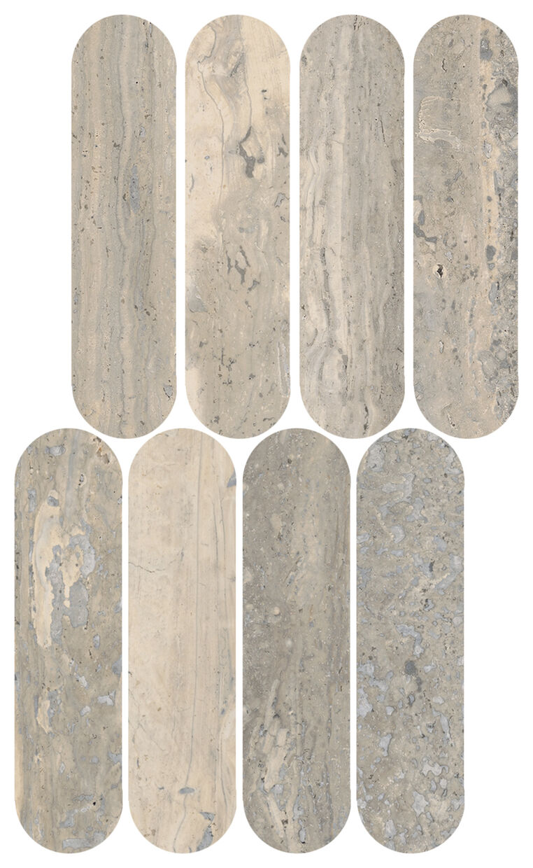 Marazzi Mystone Travertino Silver LUX Mosaico Ovale M9PK 20x36.5