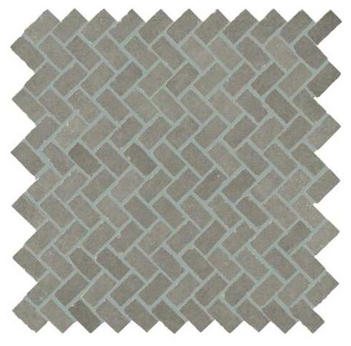 Matowa płytka ceramiczna Powder MUD MNN8 mozaika 30x30 w układzie jodełki z surową betonową fakturą