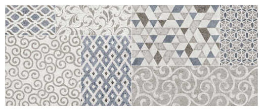 Płytka Stream White Match M0XX z matowym wykończeniem i wzorem patchworkowym w odcieniach szarości