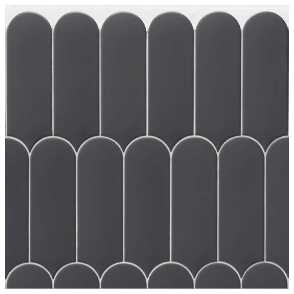 Grafitowa płytka FAN Dark matt 7,2x19,5 z matową fakturą i retro stylem na ścianie