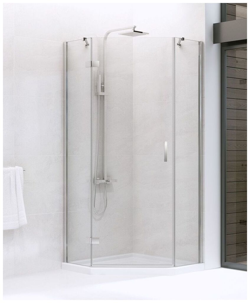 new trendy new azura kabina pięciokątna lewa. szkło czyste 6mm 90x90x195 (k-0337) - zdjęcie główne