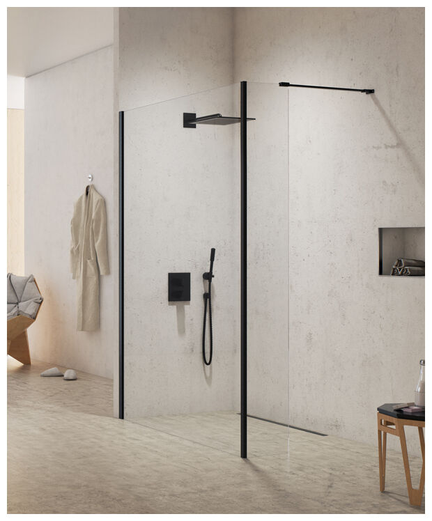 new trendy new modus black ścianka szklana walk-in. szkło czyste 8mm 110x200 (exk-0067) 
