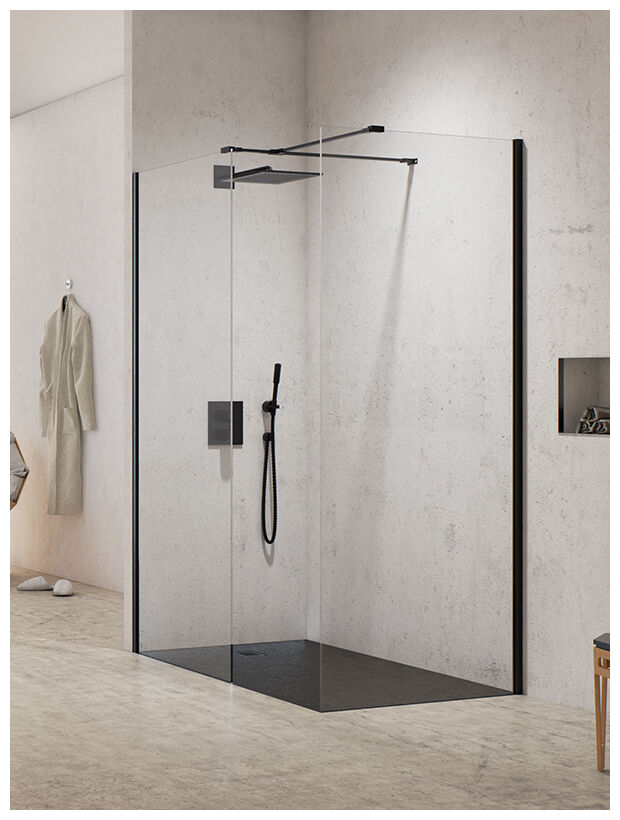new trendy new modus black kabina walk-in. szkło czyste 8mm 130x80x200 (exk-1287) 