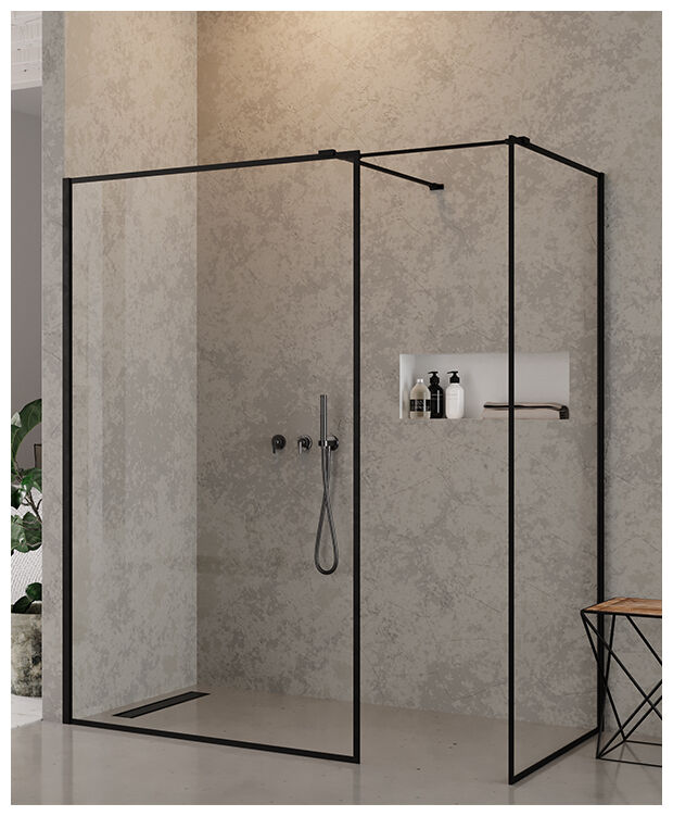 new trendy new modus black kabina walk-in. szkło czyste 8mm 150x90x200 (exk-0122) 