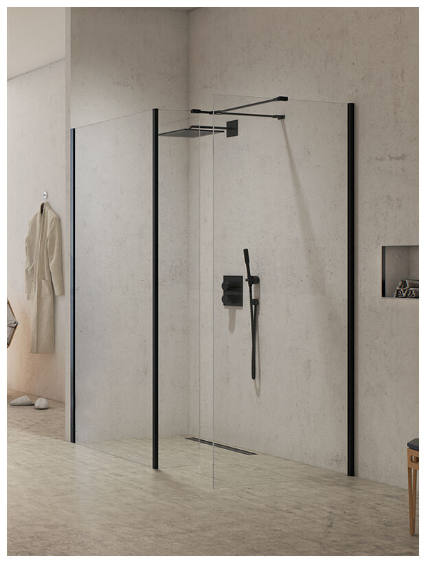 new trendy new modus black kabina walk-in. szkło czyste 8mm 90x200 (exk-0097) - zdjęcie główne