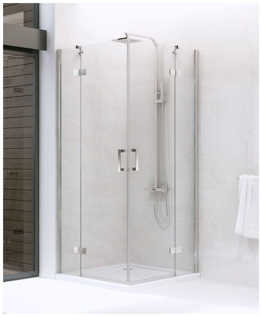 new trendy new renoma kabina prostokątna dwudrzwiowa. szkło czyste 6mm 90x80x195 (d-0104a/d-0107a) 