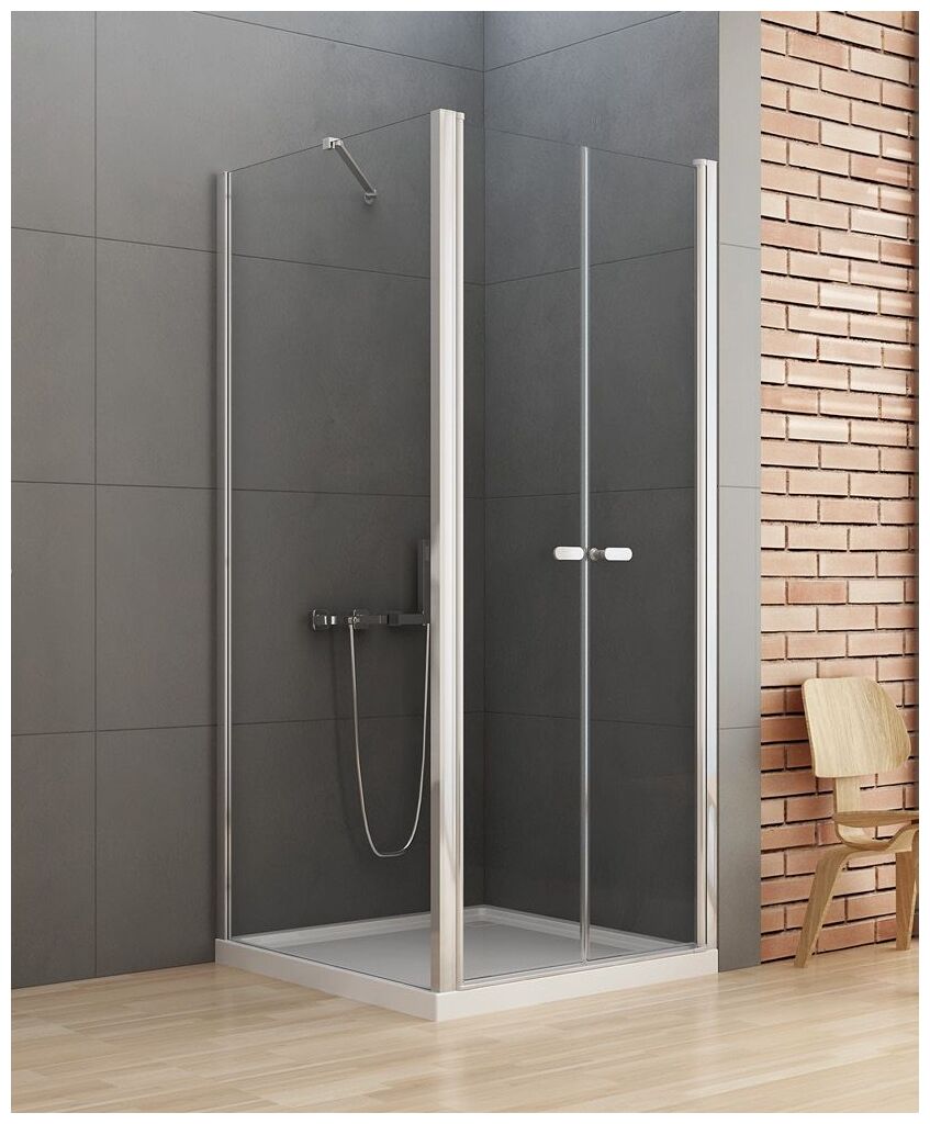 new trendy new soleo kabina prostokątna dwudrzwiowa. wspornik skośny. szkło czyste 100x90x195 (d-0146a/d-0092b) 