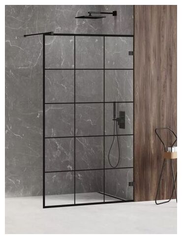 new trendy avexa black kabina walk-in wzór kratka. szkło czyste 6mm 100x200 (exk-2023) 