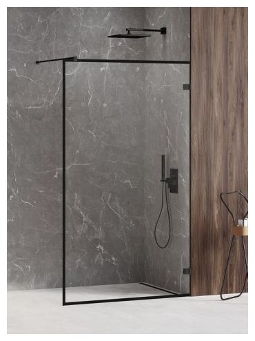 new trendy avexa black kabina walk-in wzór ramka. szkło czyste 6mm 90x200 (exk-2040) 