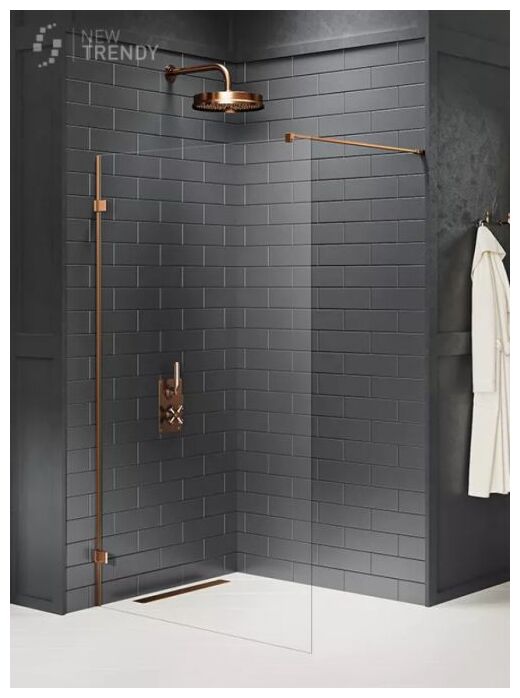 new trendy avexa copper brushed kabina walk in. szkło czyste 6mm 90x200 (exk-3754) 