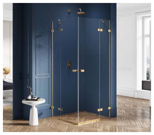 new trendy avexa gold kabina kwadratowa dwudrzwiowa. szkło czyste 6mm 100x100x200 (exk-1786) - zdjęcie główne