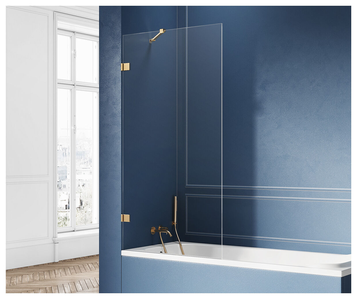 new trendy avexa gold parawan wannowy. szkło czyste 6mm 70x150 (exk-2006) 