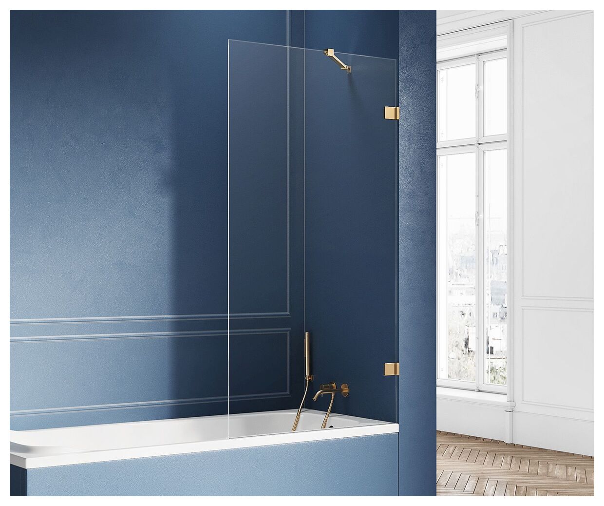 new trendy avexa gold parawan wannowy. szkło czyste 6mm 70x150 (exk-2006-wp) 