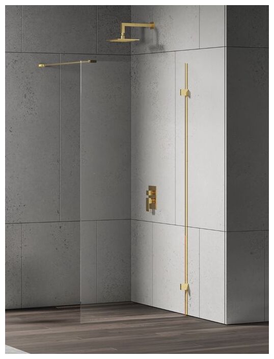 new trendy eventa gold shine kabina walk-in szkło czyste 8mm 100x200 (exk-4841) 