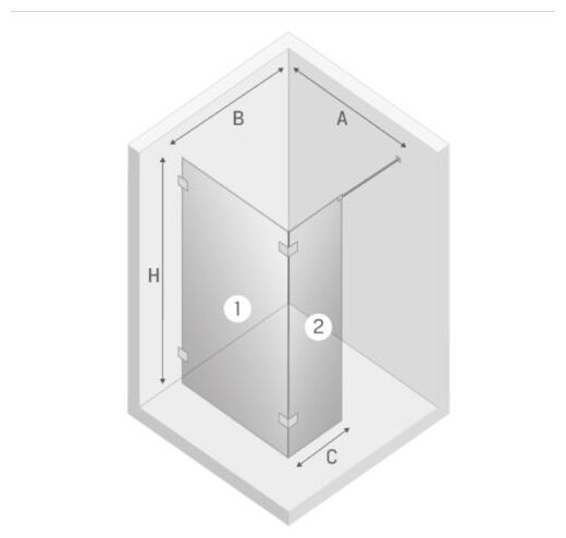 new trendy eventa kabina walk-in ścianka 1. szkło czyste 8mm 50x200 (exk-1896) - zdjęcie nr: 2